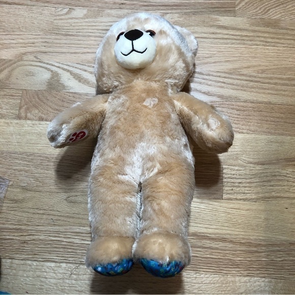 Build A Bear Happy Birthday Brown Teddy Blue Feet Plush  Build a Bear Birthday Bear Stuffed Plush Blue Feet Tan Cream Toy